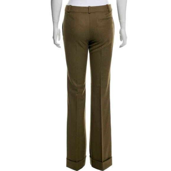 VINTAGE CHLOÉ LOW RISE FLARED WOOL PANTS BROWN 34 FR - Picture 6 of 7